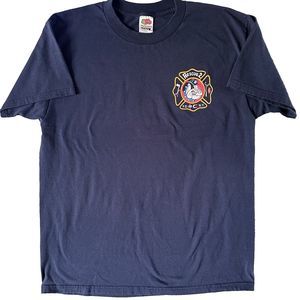 Vtg FDNY Rescue 2 Fruit of the Loom Large Cotton/Poly Short Sleeve T Shirt Tee
